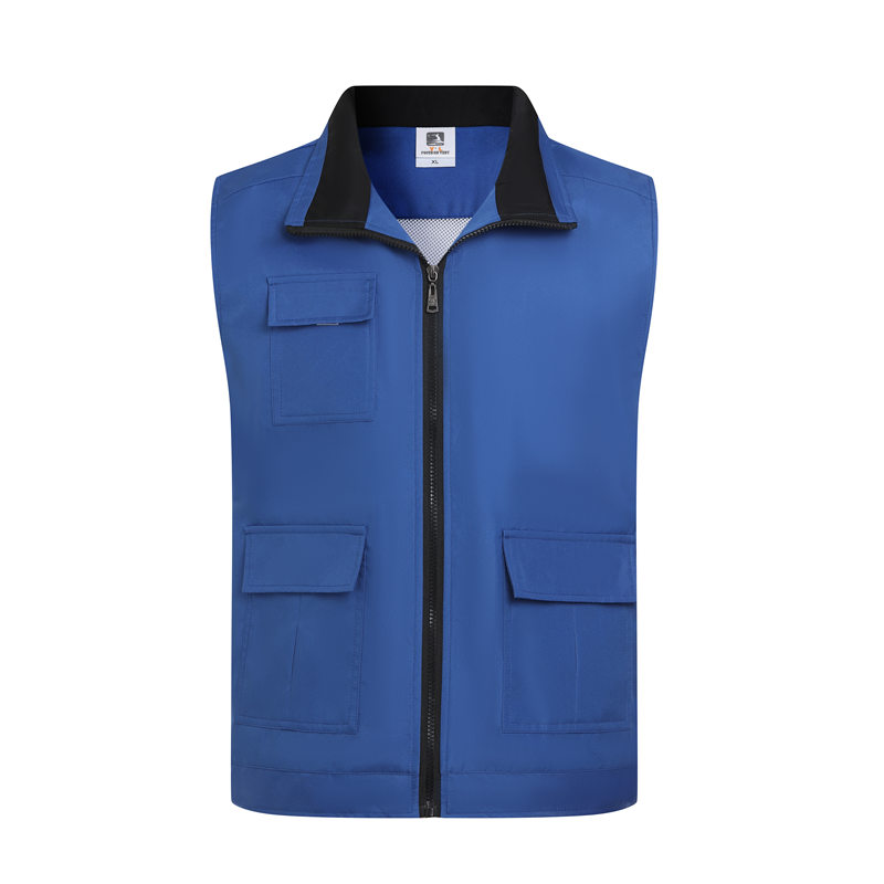 Composite multi-pocket zipper solid color vest GJ68-040