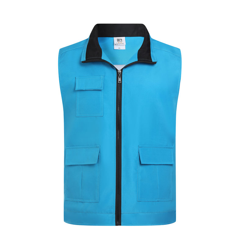 Composite multi-pocket zipper solid color vest GJ68-040