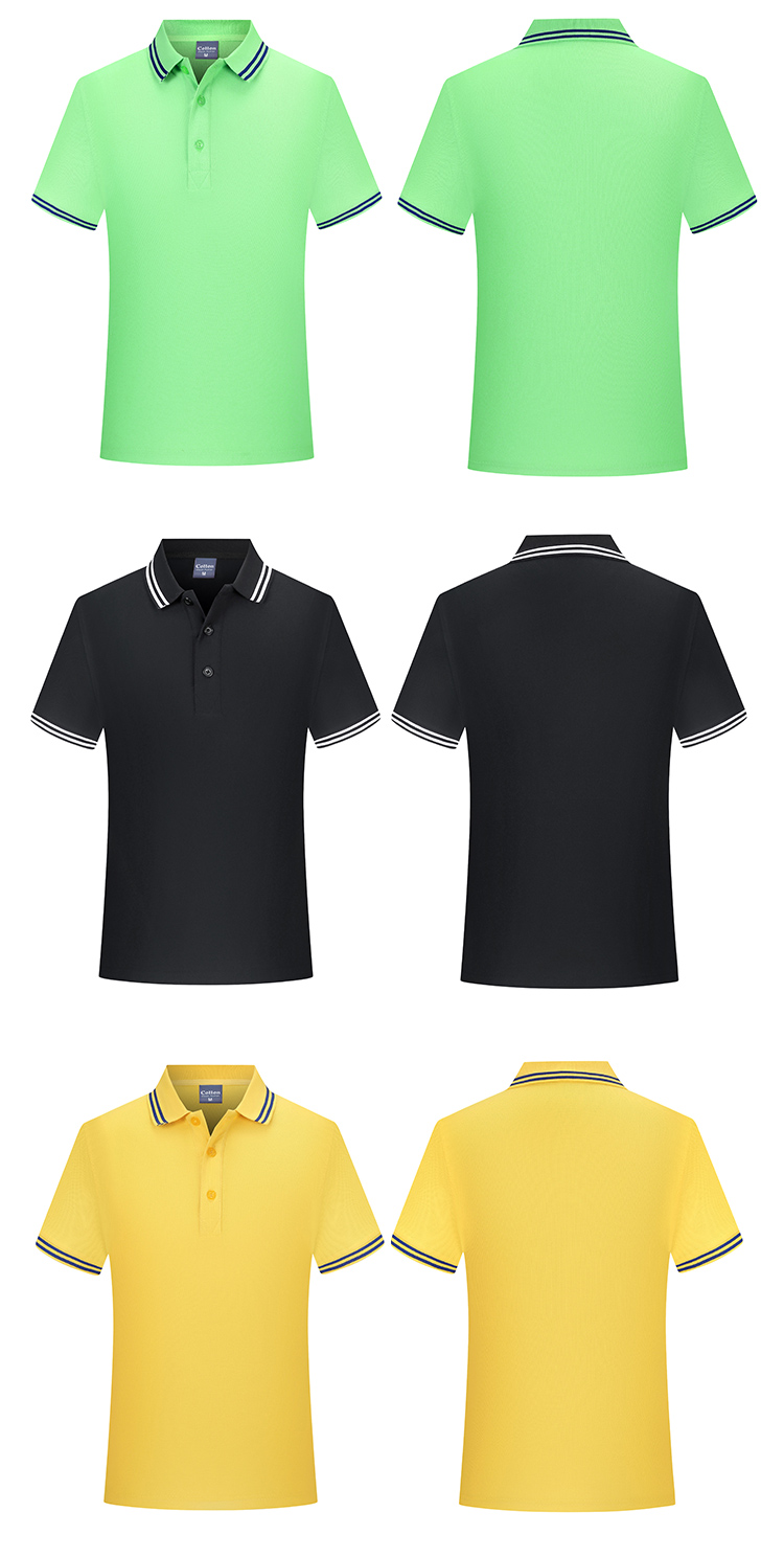 220g combed cotton double color stripe lapel short sleeve POLO shirt universal style H17-2020