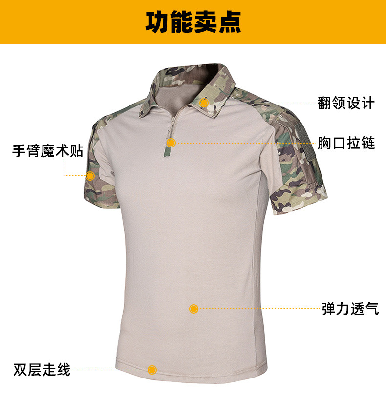 Camouflage lapel short-sleeved training suit universal style H24-0529