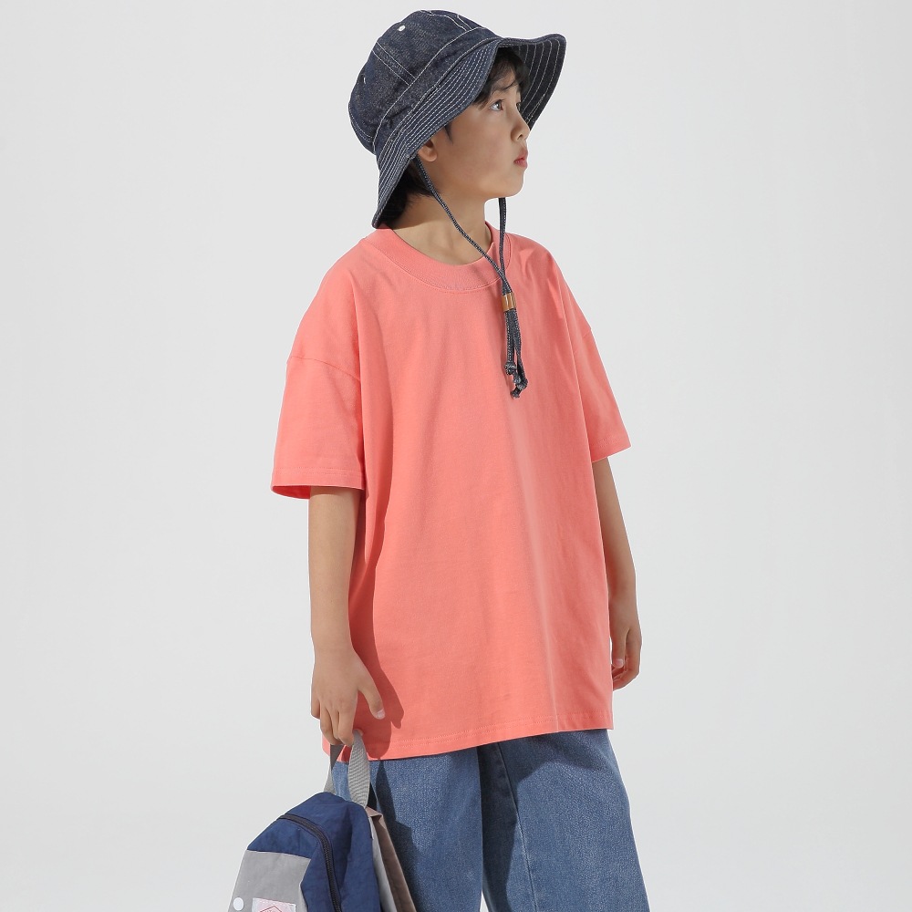 240g children heavyweight threaded silhouette loose drop shoulder short-sleeved T-shirt W13-BT039