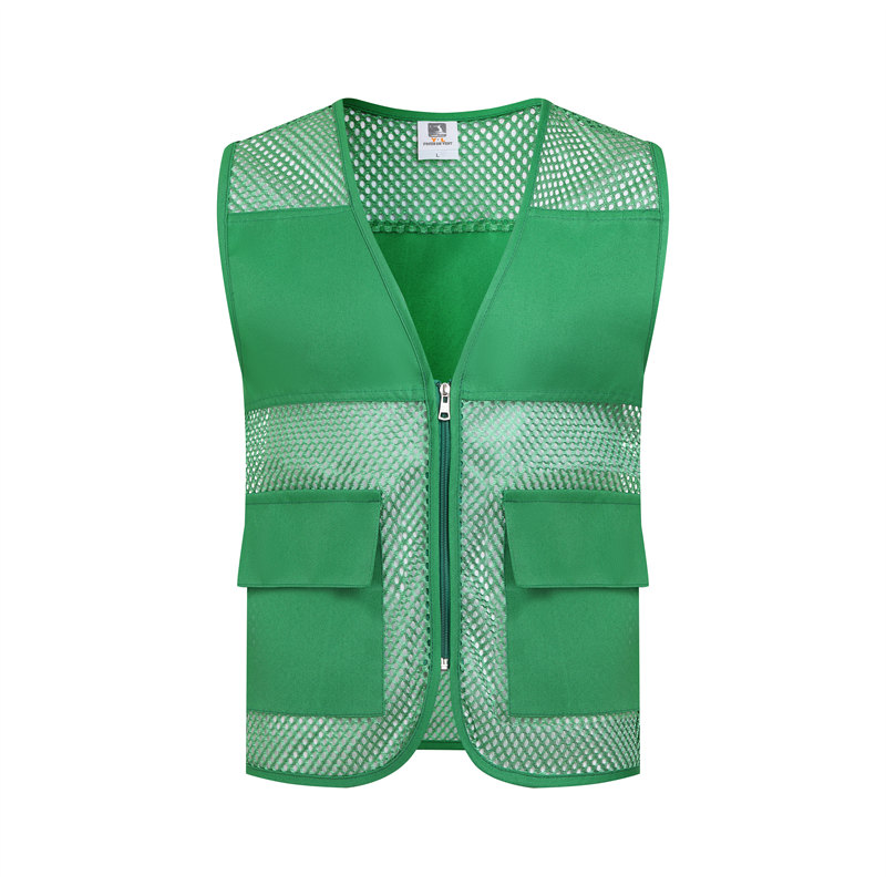 Solid color fishnet double pocket vest GJ68-011