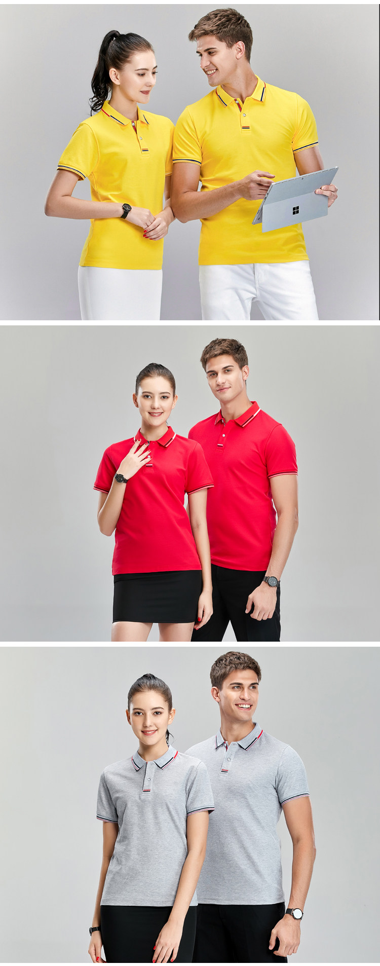 220G Beaded Business Lapel POLO Shirt Short Sleeves Universal GJ7-H2786