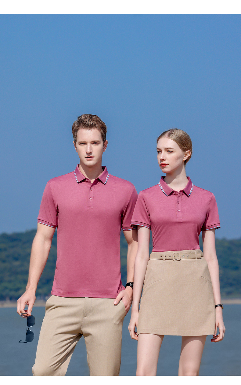 190g 40 count comfortable antibacterial silk beaded pull-down collar short-sleeved POLO shirt universal GJ39-3909