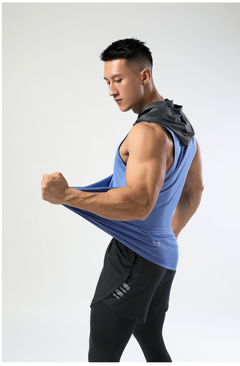 Quick-drying training sports hooded sleeveless T-shirt GR9-M-18