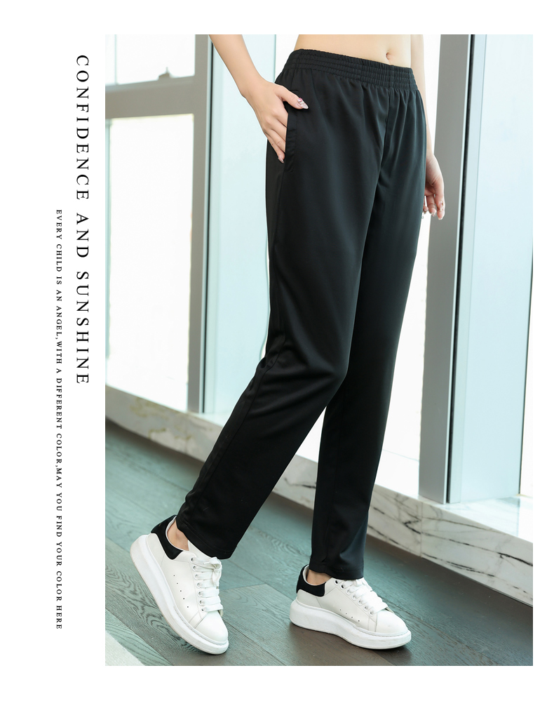 Elastic waist straight version stretch trousers thin style H31-Stretch trousers thin style