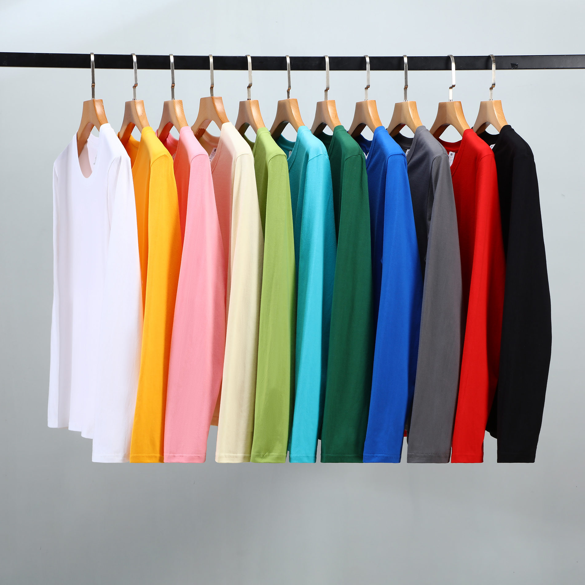 220g combed cotton heavyweight round neck long sleeve T-shirt B22-050