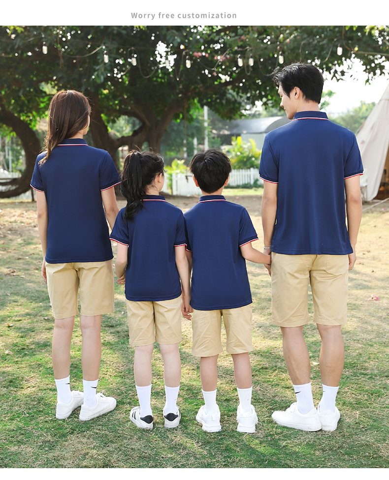 200g Lanjing cotton parent-child style lapel short-sleeved POLO shirt YZ02-2266 children style