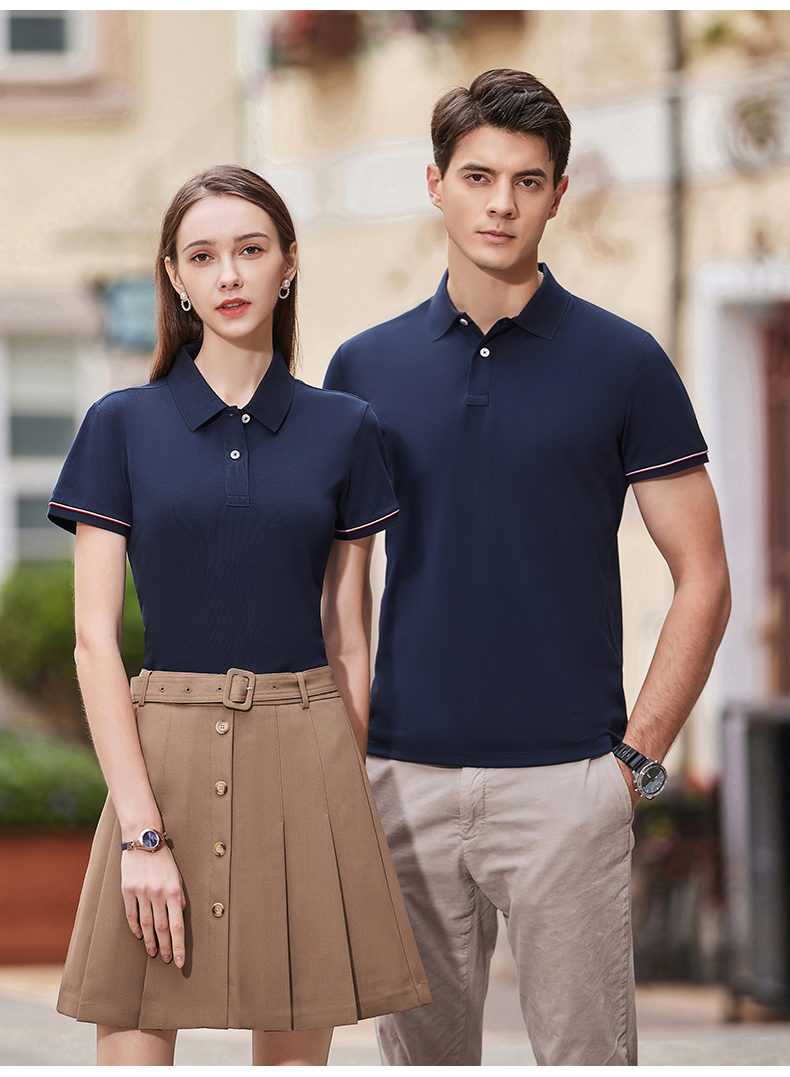 195g hexagonal mercerized antibacterial beads lapel short-sleeved polo shirt 72-2385