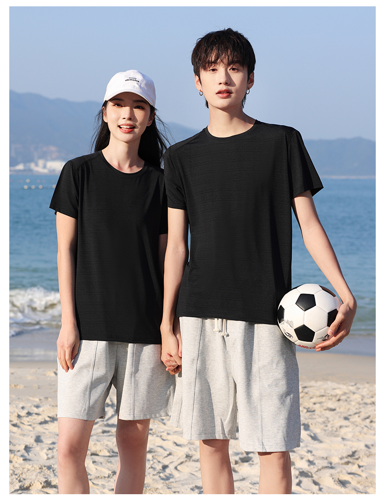 Nylon basic solid color round neck short sleeve T-shirt H17-610