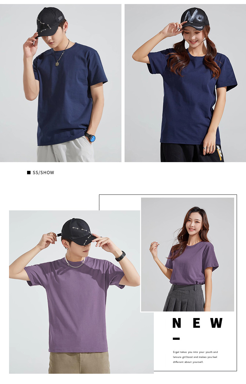 Pure cotton short-sleeved round neck T-shirt KD2-JR8905