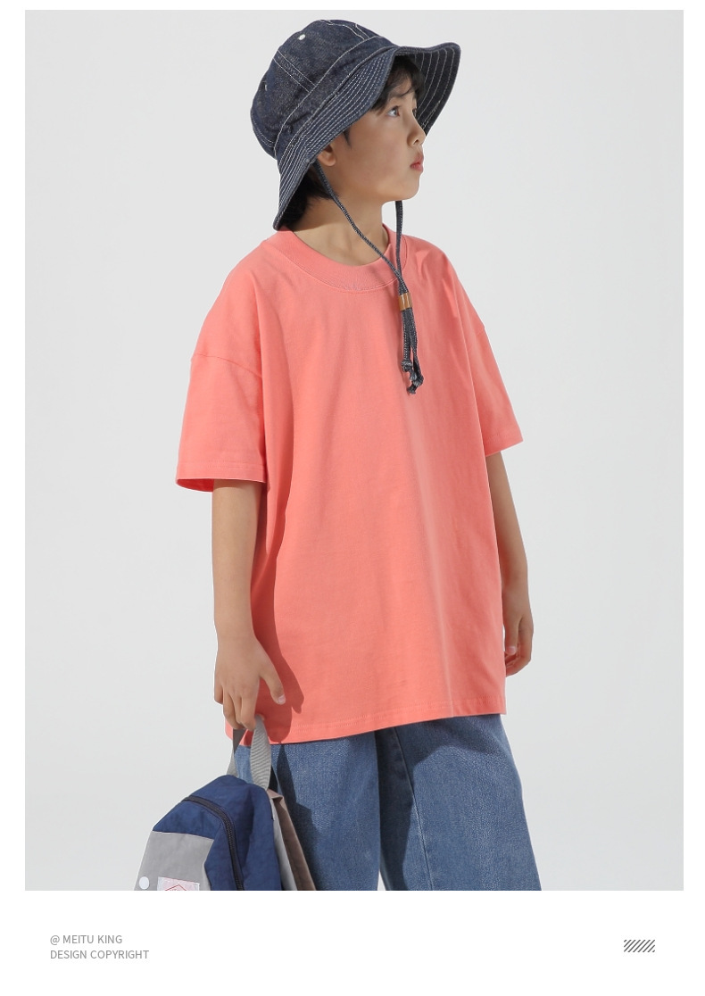 240g children heavyweight threaded silhouette loose drop shoulder short-sleeved T-shirt W13-BT039