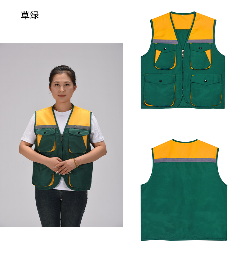 Stitching sanded three-dimensional vest L09-015