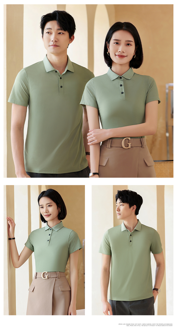 170G40 dynamic pearl solid color two-level lapel POLO shirt Z15-A106