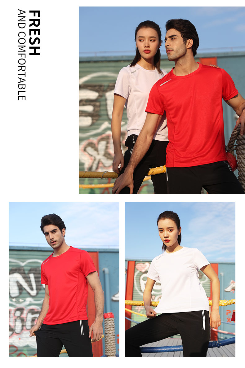 180g flash fabric quick-drying round neck T-shirt universal model YZ03-L08