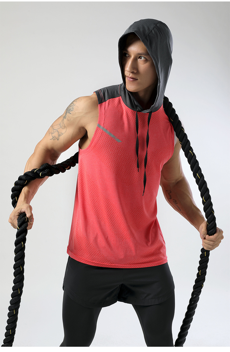 Quick-drying training sports hooded sleeveless T-shirt GR9-M-18