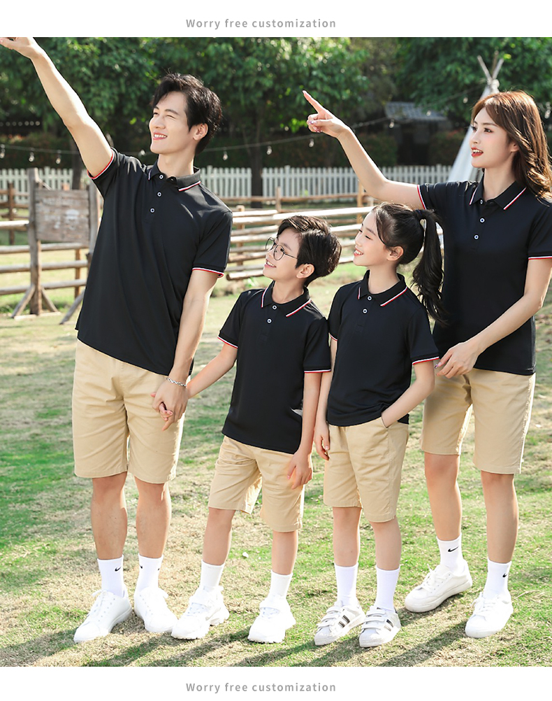 200g Lanjing cotton parent-child style lapel short-sleeved POLO shirt YZ02-2266 children style