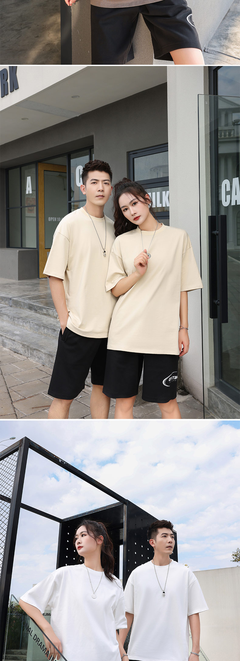 240g double yarn trendy brand drop shoulder round neck short sleeve T-shirt universal GJ18-A020