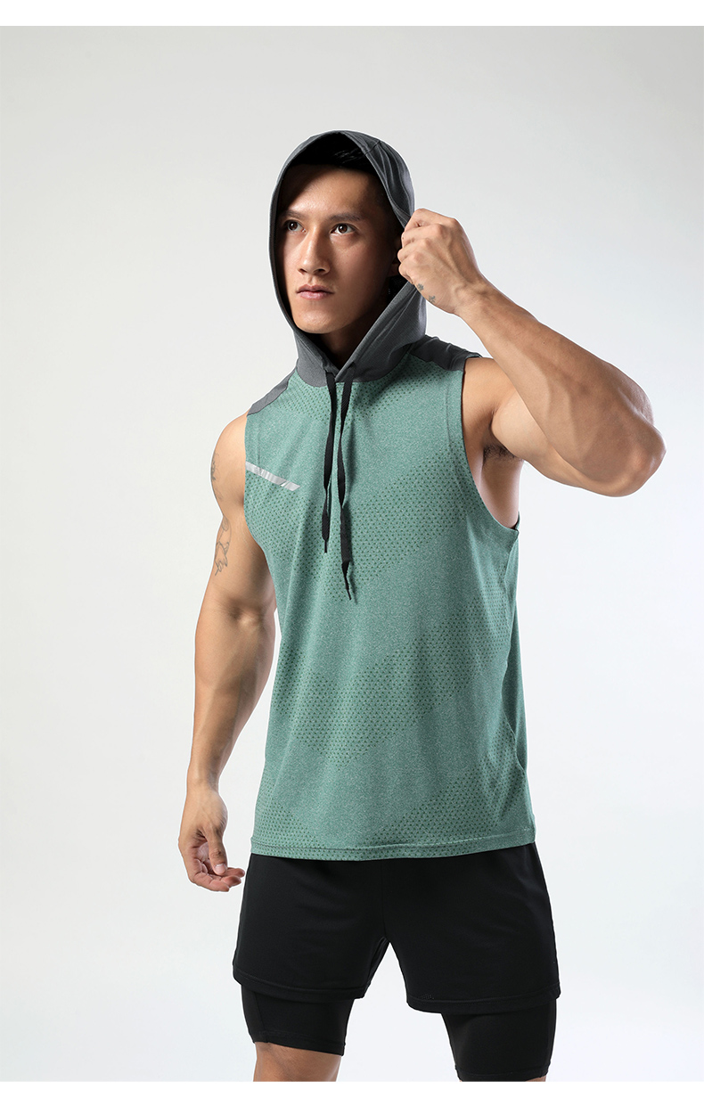 Quick-drying training sports hooded sleeveless T-shirt GR9-M-18