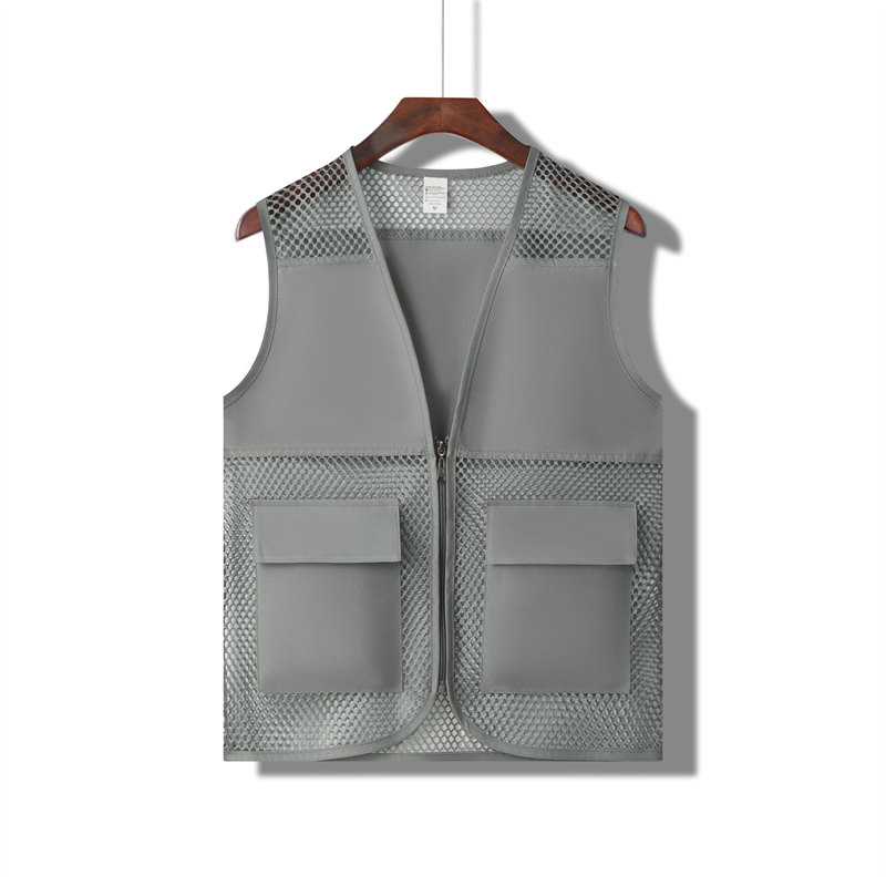 Solid color fishnet double pocket vest GJ68-011