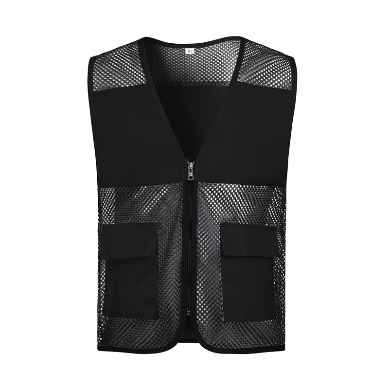 Solid color fishnet double pocket vest GJ68-011