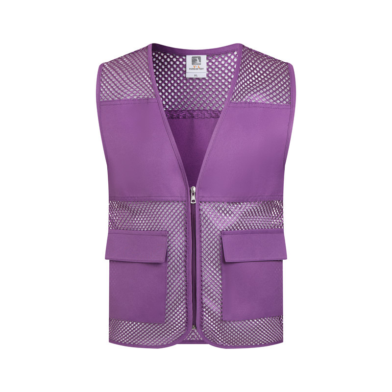 Solid color fishnet double pocket vest GJ68-011