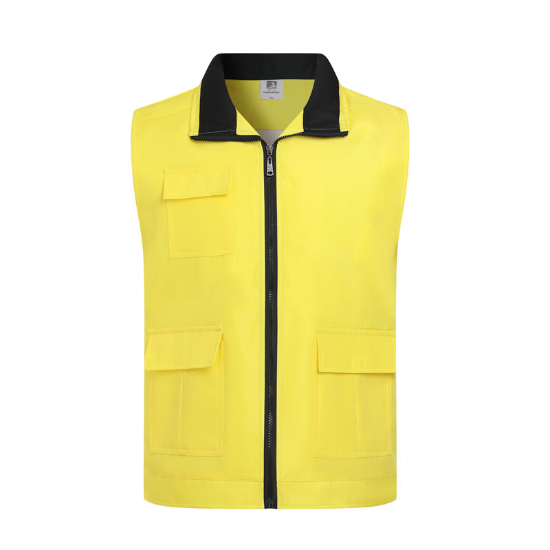 Composite multi-pocket zipper solid color vest GJ68-040