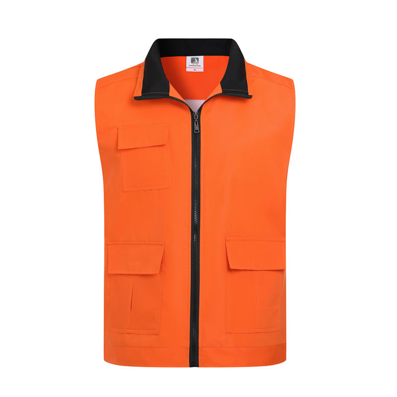 Composite multi-pocket zipper solid color vest GJ68-040