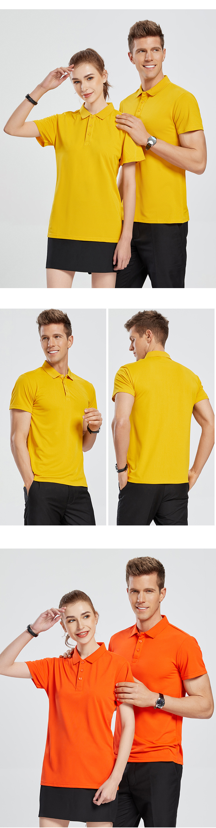 200g spun cotton solid color lapel short-sleeved POLO shirt universal GT3-188-2155