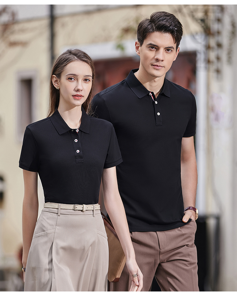 220g hexagonal mercerized antibacterial beads lapel short-sleeved polo shirt 72-2305