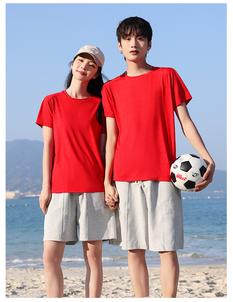 Nylon basic solid color round neck short sleeve T-shirt H17-610