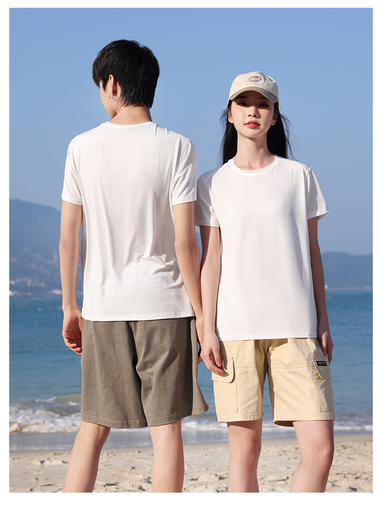 Nylon basic solid color round neck short sleeve T-shirt H17-610