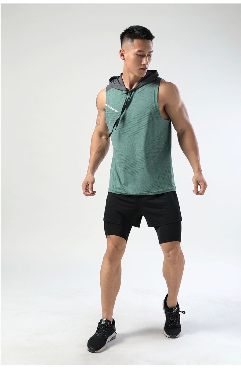 Quick-drying training sports hooded sleeveless T-shirt GR9-M-18