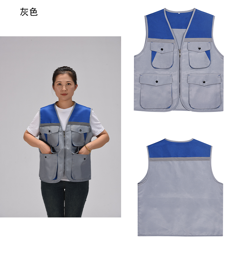 Stitching sanded three-dimensional vest L09-015