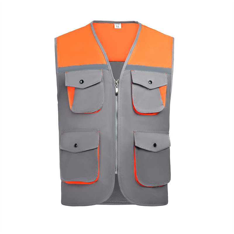 Multi-pocket color matching vest GJ68-029