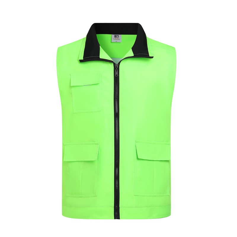 Composite multi-pocket zipper solid color vest GJ68-040