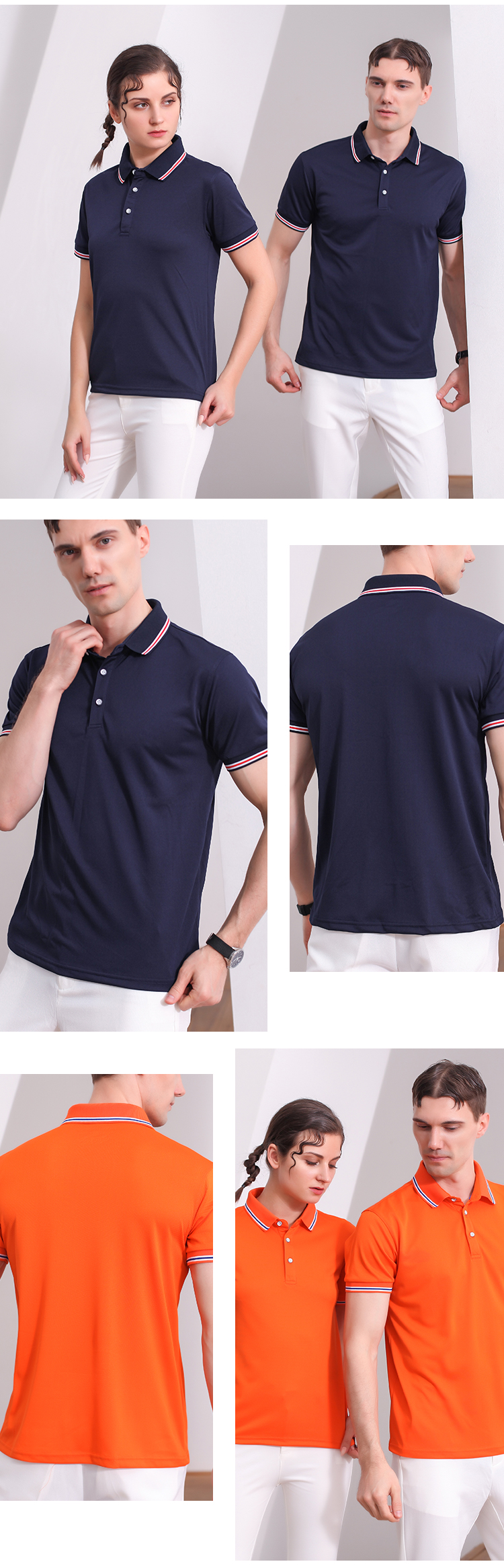 200g crown style copper-ammonia silk secondary collar lapel short-sleeved POLO shirt universal style GJ18-1911