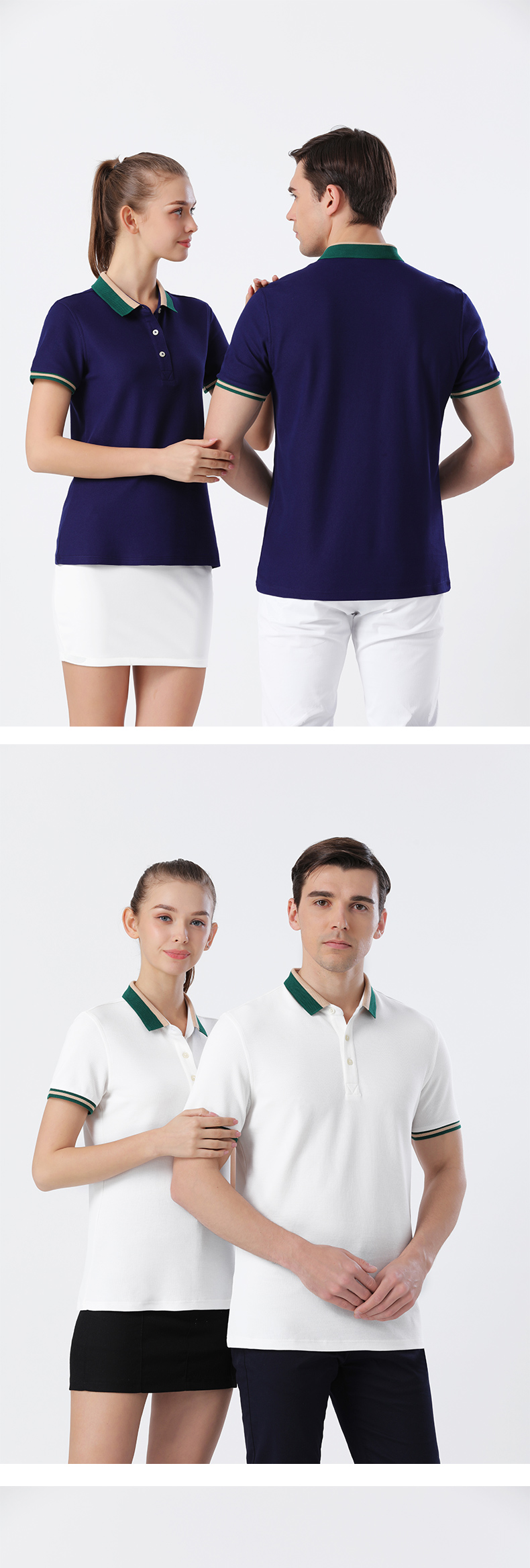 210g Mercerized Pearl Flower Colorblock Lapel Short Sleeve Polo Shirt Universal 72-2156