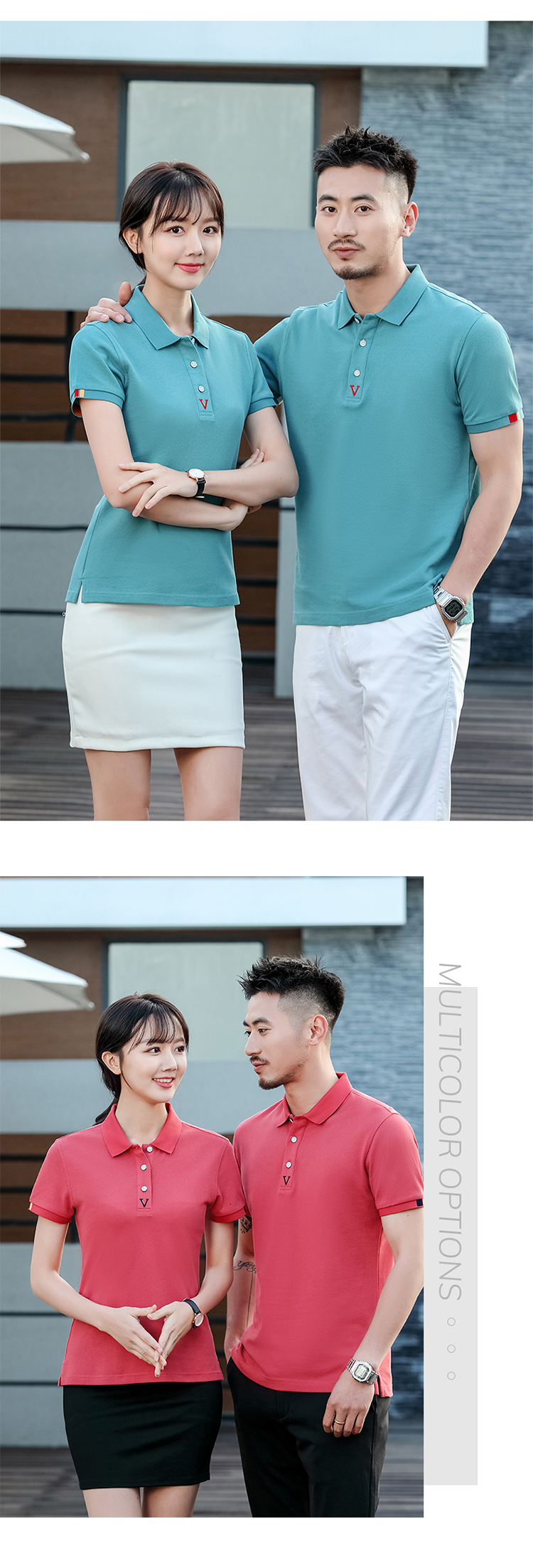 220g 21 count cotton lapel short sleeve POLO shirt universal GJ12-C9001