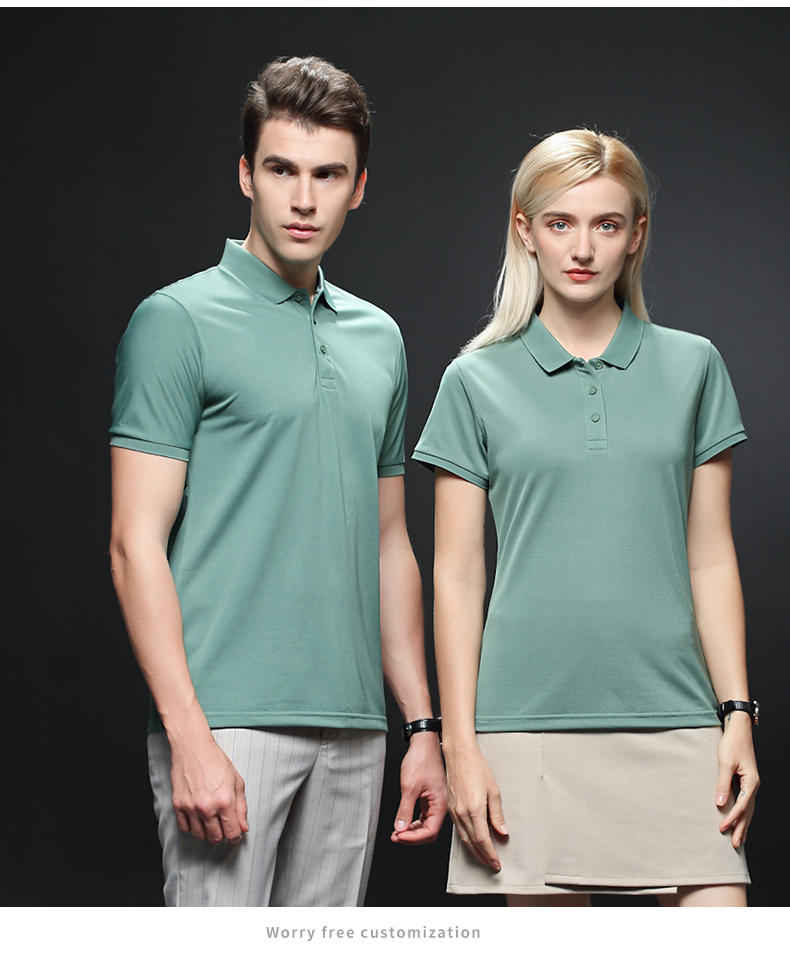 Ice silk cotton solid color lapel short sleeve POLO shirt universal SNS-2206