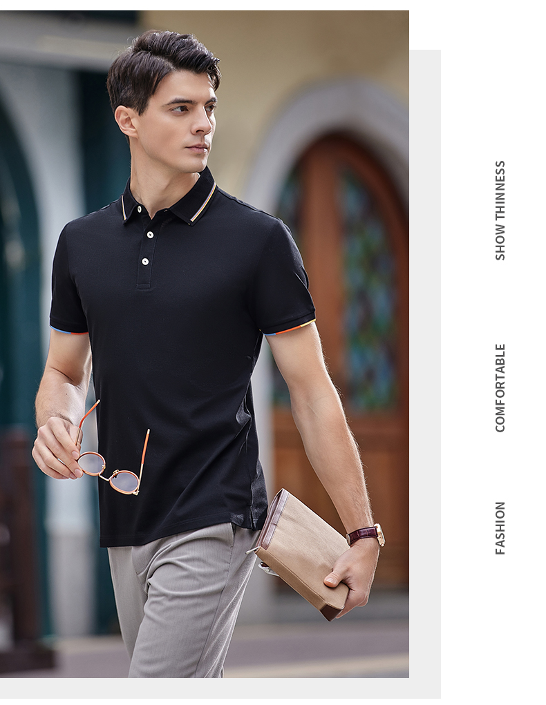 230g hexagonal mercerized antibacterial beads lapel short-sleeved polo shirt 72-2302