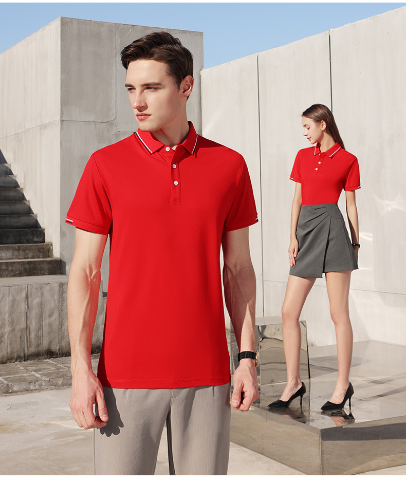 200g 40s washed cotton business color lapel short sleeve POLO shirt universal GJ20-2327