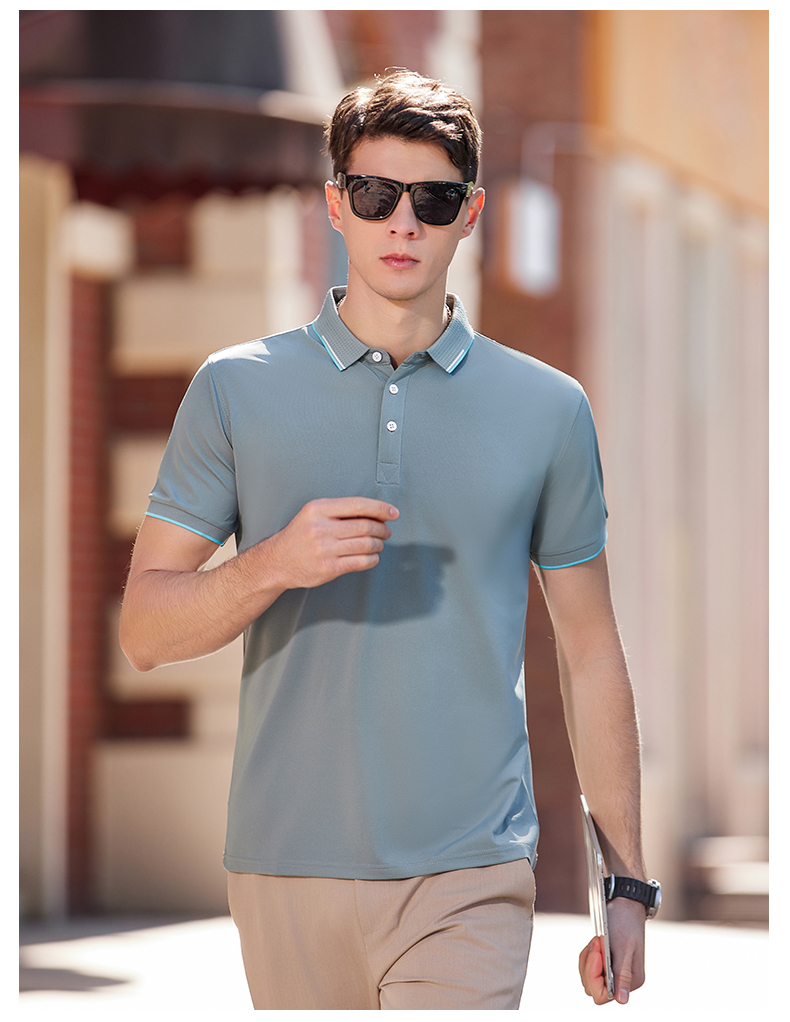 Business anti-wrinkle ice silk cotton short-sleeved lapel POLO shirt H17-TST3