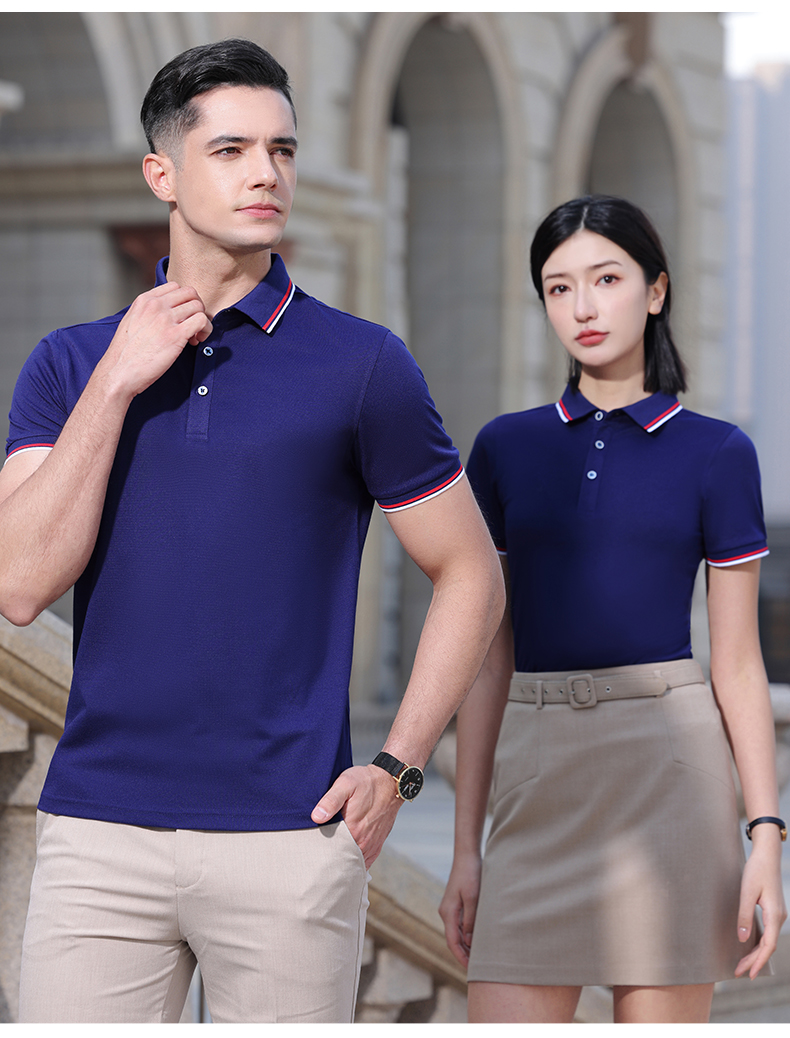 200g combed cotton interlaced color two-level lapel short-sleeved POLO shirt YZ02-9902