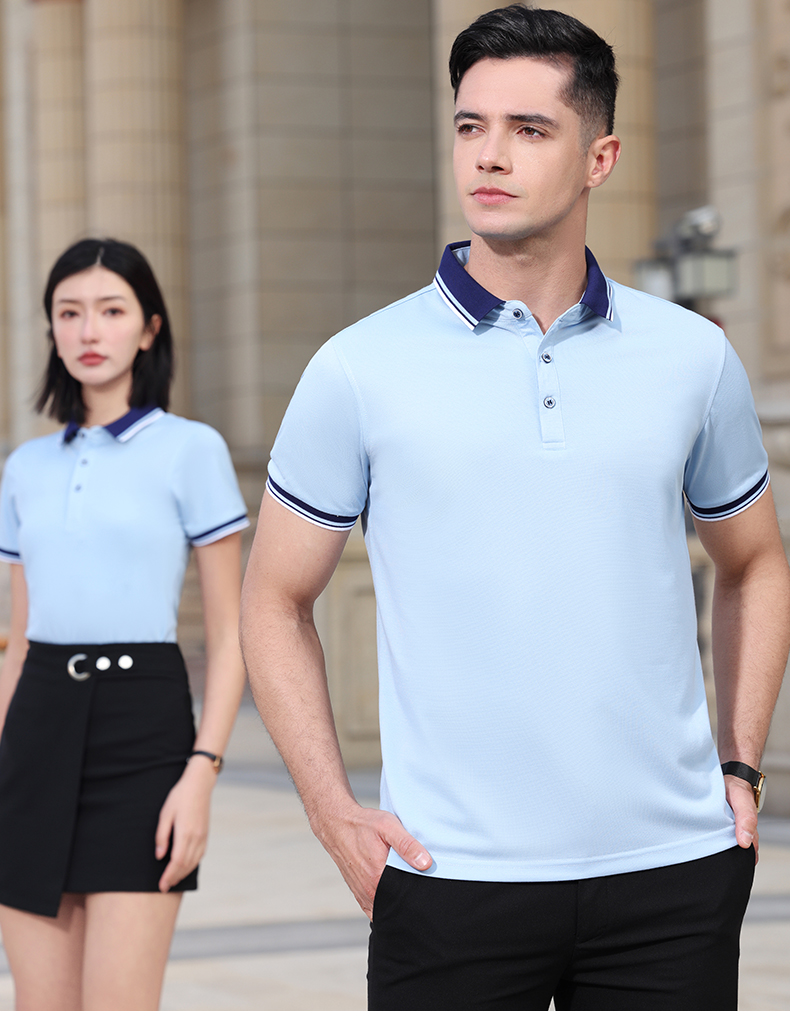 200g combed cotton interlaced color two-level lapel short-sleeved POLO shirt YZ02-9902