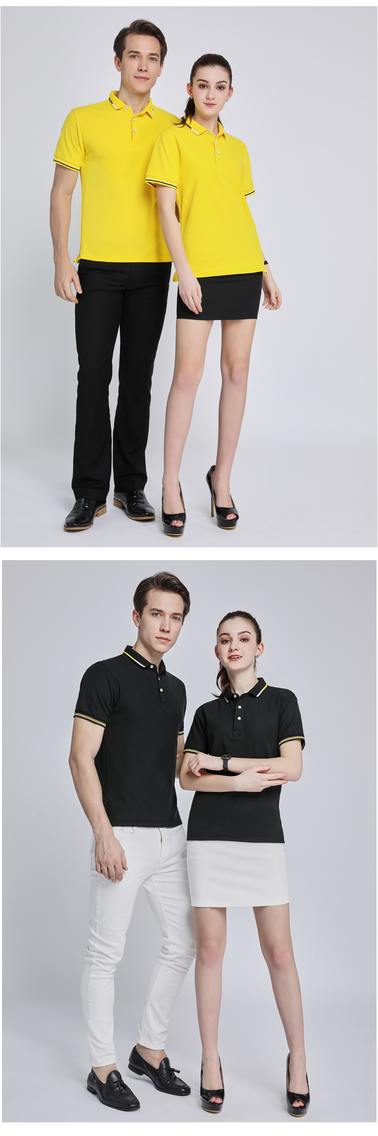 220g ice ion two-color woven collar lapel short-sleeved POLO shirt for men and women GJ2-966