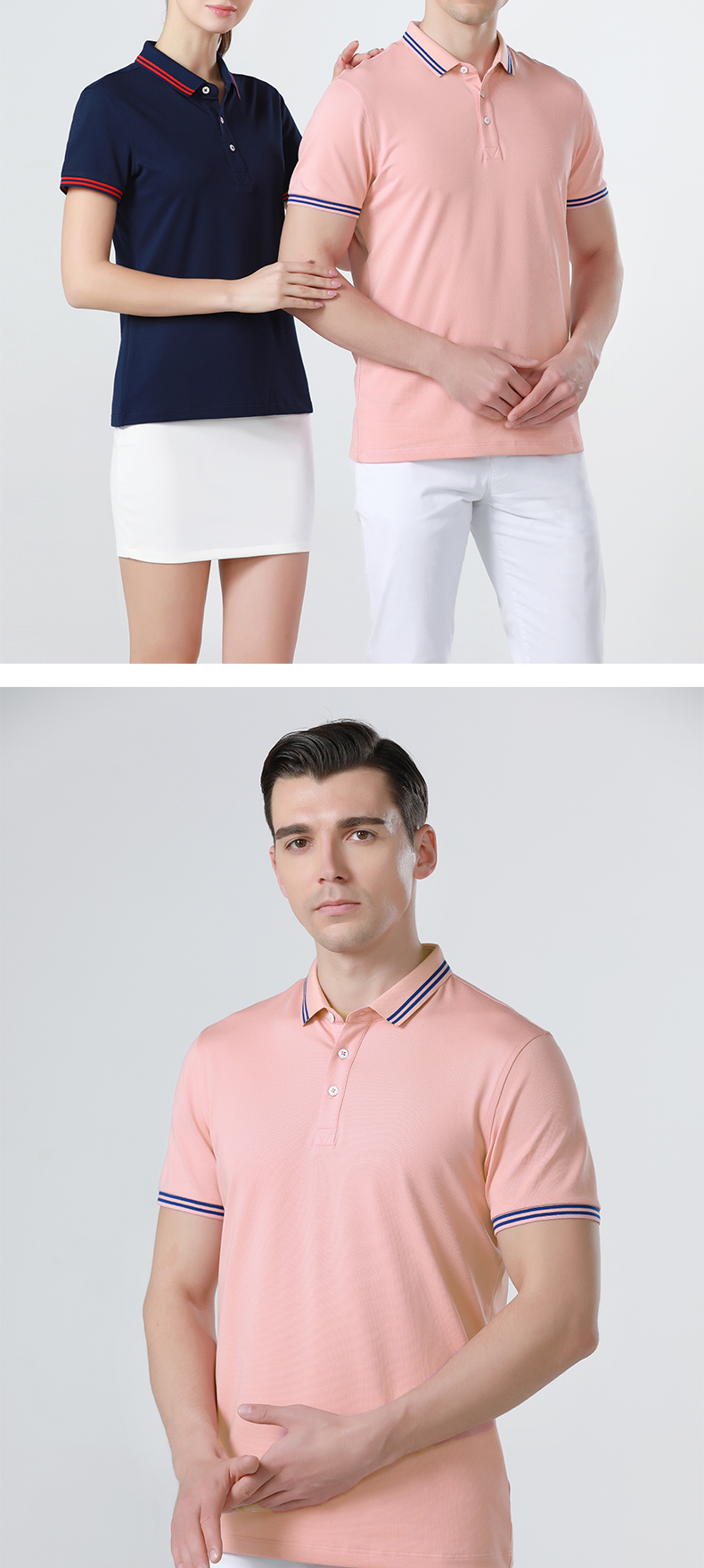 190g solid color ice silk cotton lapel short sleeve polo shirt general style 72-652