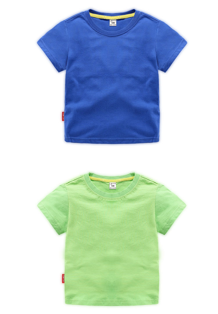 Cotton round neck short-sleeved T-shirt for children D31-Short T-shirt with top collar