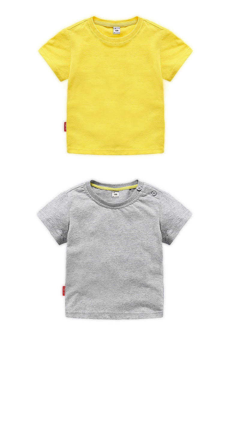 Cotton round neck short-sleeved T-shirt for children D31-Short T-shirt with top collar