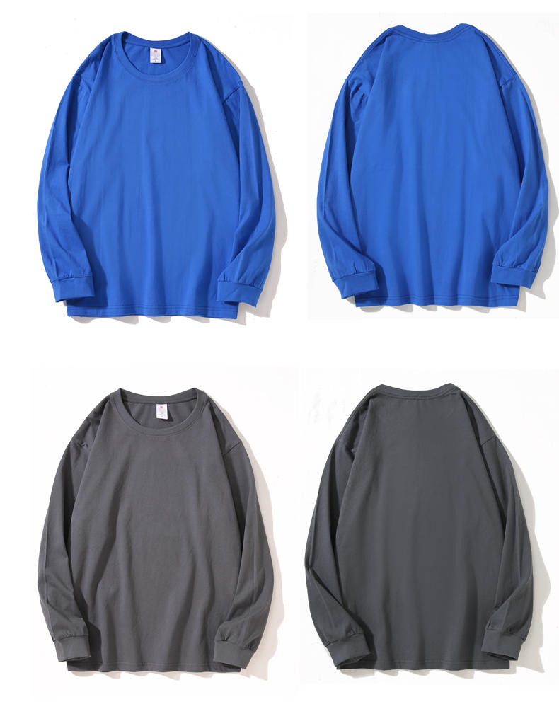 260g combed long-staple cotton round neck long-sleeved T-shirt universal model YZ02-103